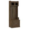 Bush Home Woodland 24W Hall Tree and Small Shoe Bench with Drawer in Ash Brown | Narrow Foyer, Mudroom, Entryway Storage view 1
