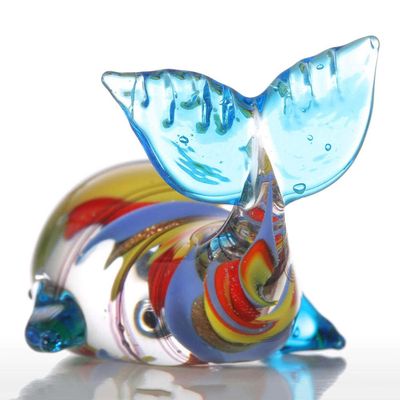 Crystal Sculpture Glass Ornament Hand Blown Whale Glass Figurine Crystal Glass Home Decor Collectible Statue