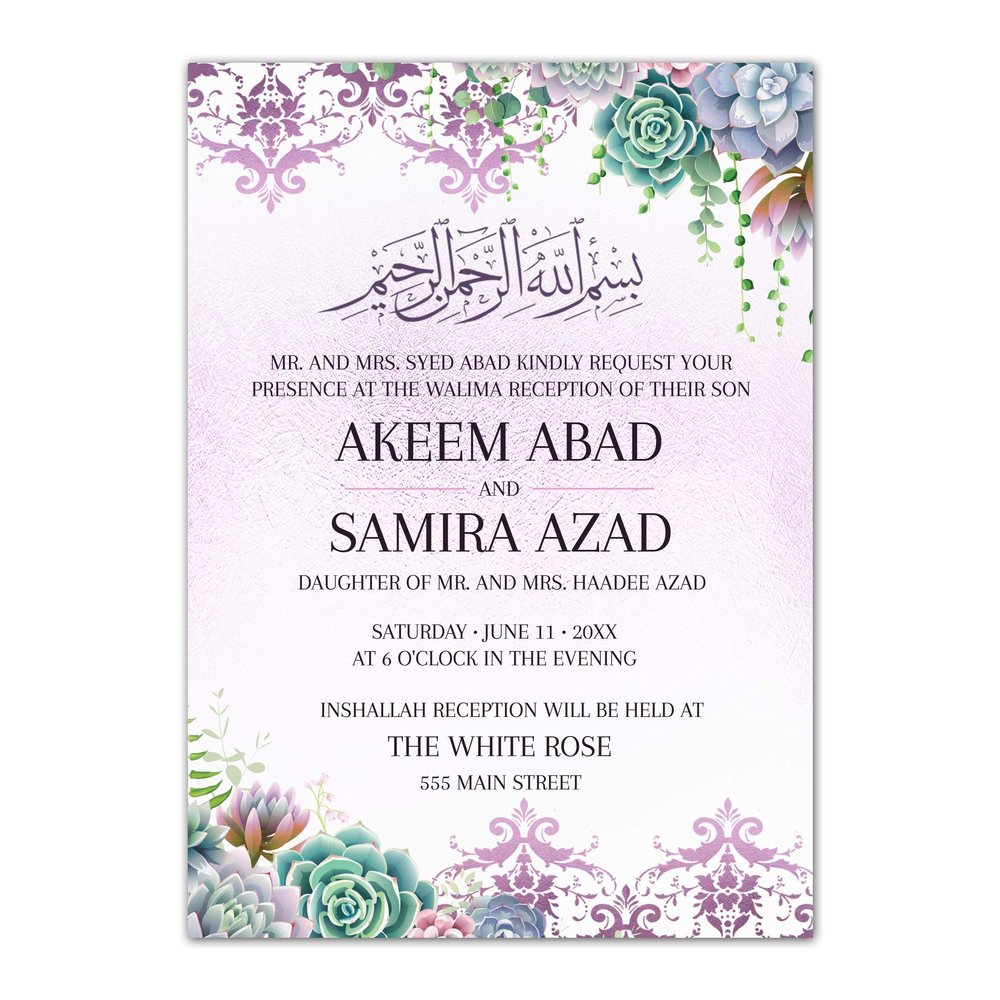 100 Walima Invitations Cactus Succulent Watercolor Wedding Invitations Personalized Any Text