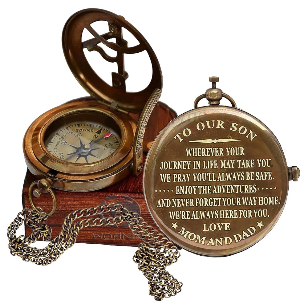 WOANIN Personalized Compass,Gift for Husband,Son,to My Man, to Our Son,to My Fianc,Dad,Boyfriend,for Customized Compass (Our Son- Mom and Dad)