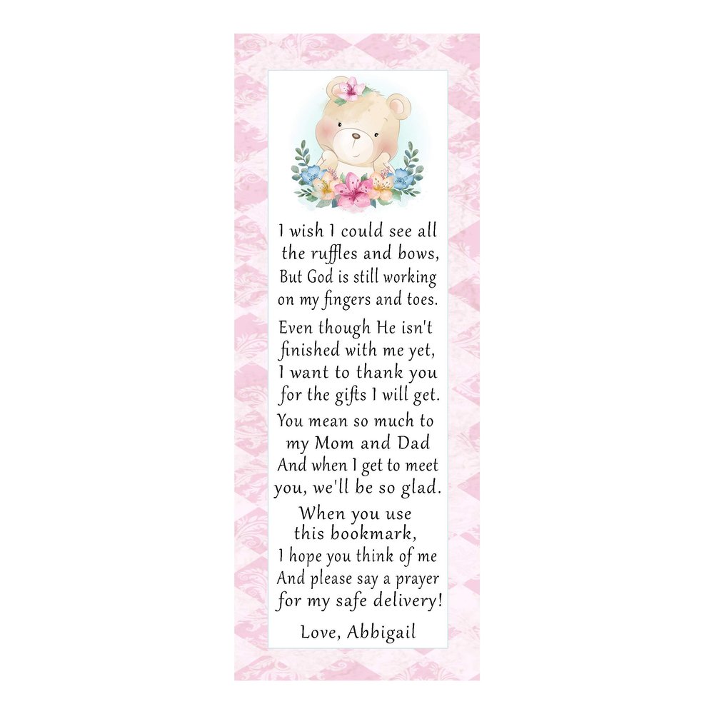30 bookmarks bear baby shower favors floral watercolor personalized