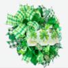 Artisan St Patrick's Day Wreath, Made with Clover Ribbon & Weather Resistant Deco Mesh. view 3