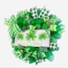 18x18x6 Artisan St Patrick's Day Wreath, Made with Clover Ribbon & Weather Resistant Deco Mesh. view 2