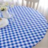 HomeyPlus Round Vinyl Fitted Tablecloth with Flannel Backing, Waterproof Wipeable Table Cover Elastic Edge, Blue/White Gingham Check Pattern, for Round Tables of 43-56 Inches, Seats up to 6 view 1