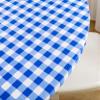 HomeyPlus Round Vinyl Fitted Tablecloth with Flannel Backing, Waterproof Wipeable Table Cover Elastic Edge, Blue/White Gingham Check Pattern, for Round Tables of 43-56 Inches, Seats up to 6 view 3