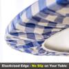 HomeyPlus Round Vinyl Fitted Tablecloth with Flannel Backing, Waterproof Wipeable Table Cover Elastic Edge, Blue/White Gingham Check Pattern, for Round Tables of 43-56 Inches, Seats up to 6 view 4