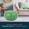 Marrakesh Gallery Genuine Leather Round Pouf Unstuffed - Moroccan Ottoman Footstool, Footrest Cover - Boho Decor - Bohemian Living Room, Bedroom, Kids Room, Gift & Wedding view 3