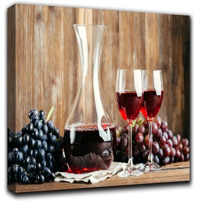 Red Wine and Grapes Wall Art Decor Picture Painting Poster Print on Canvas Panels Pieces - Food and Cooking Theme Wall Decoration Set - Wine Glasses Wall Picture for Kitchen 20 by 30 in