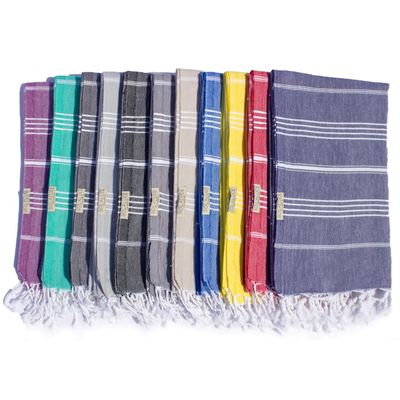 100% Cotton Turkish Beach Towel, Ultra Soft and Absorbent, Quick Dry Peshtemal Towel, Lightweight Towel, Ultra Thin, Travel and Throw Blanket Towel for Beach, Bath, Yoga, Sauna, Fauta (Random 4 Color)