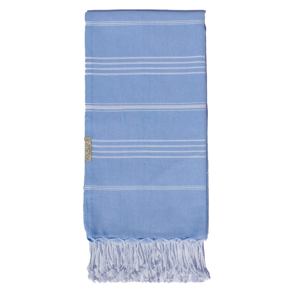 100% Cotton Turkish Beach Towel, Ultra Soft and Absorbent, Quick Dry Peshtemal Towel, Lightweight Towel, Ultra Thin, Travel and Throw Blanket Towel for Beach, Bath, Yoga, Sauna, Fauta (Light Blue)
