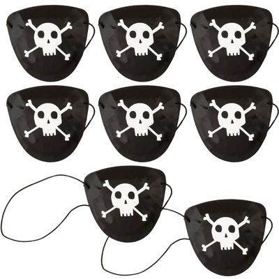 Plastic Pirate Eye Patch Favors (Pack of 8) - Fearsome Black Plastic Costume Accessory, Perfect for Halloween & Treasure Hunts