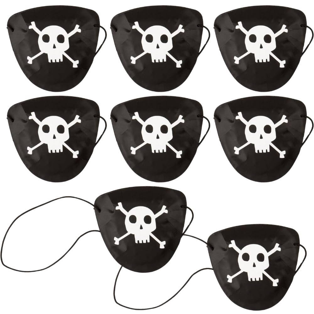 Plastic Pirate Eye Patch Favors (Pack of 8) - Fearsome Black Plastic Costume Accessory, Perfect for Halloween & Treasure Hunts