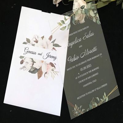 Acrylic Wedding Invitations,Custom Acrylic Invitations,Free Design Acrylic Birthday Invitations,Custom Acrylic Graduation Invitations (include 10 envelopes)