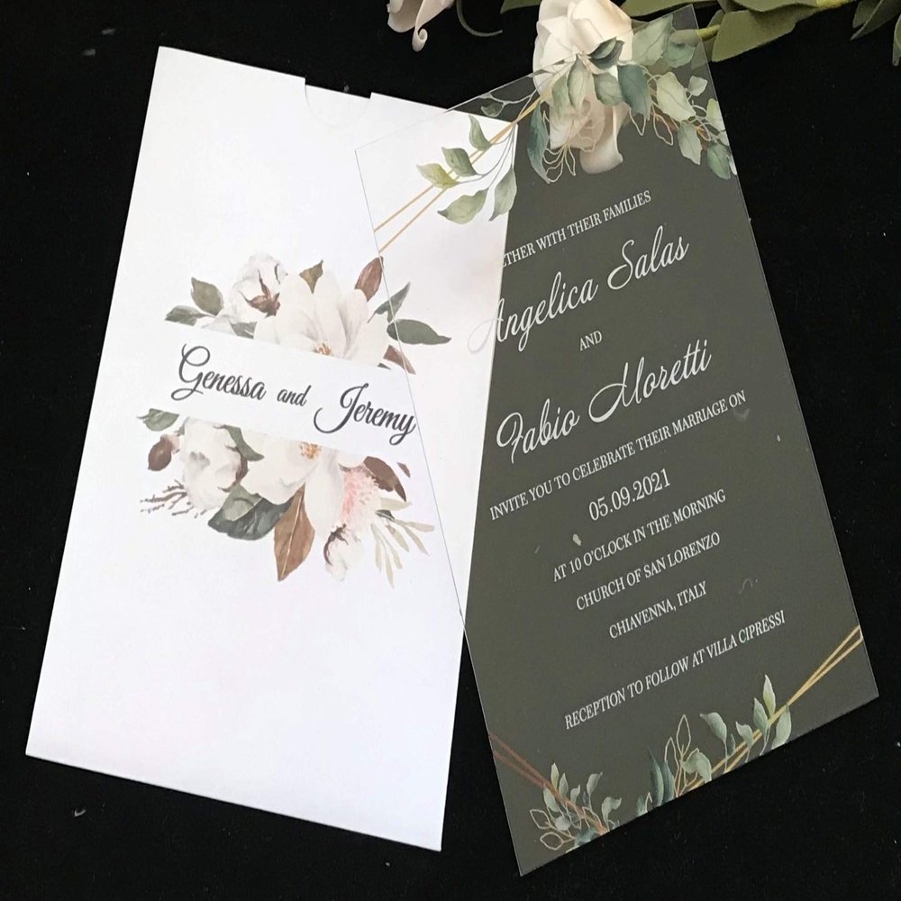 Acrylic Wedding Invitations,Custom Acrylic Invitations,Free Design Acrylic Birthday Invitations,Custom Acrylic Graduation Invitations (include 10 envelopes)