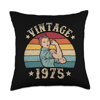 51st Birthday Vintage 1975 Merch Women 51 Years Old Throw Pillow