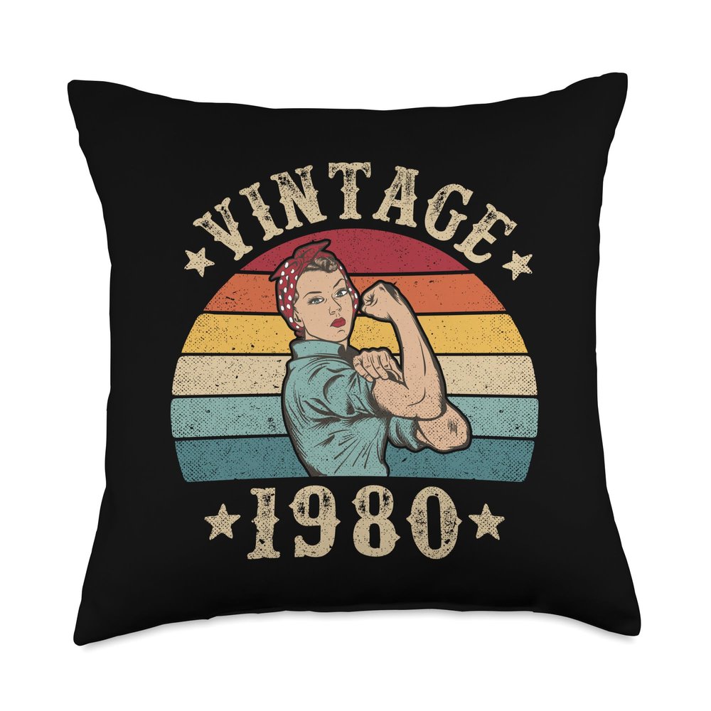 46th Birthday Present Women Vintage 1980 Ladies 46 Years Throw Pillow