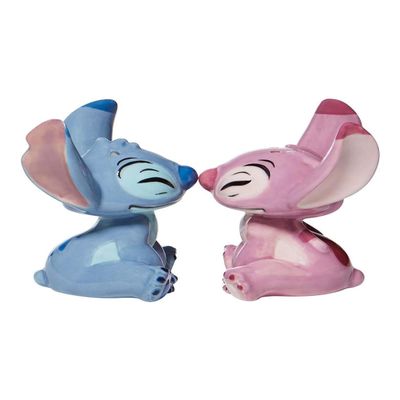 Enesco Disney Ceramics Stitch and Angel Salt and Pepper Shaker Set, 3.5 Inch, Multicolor
