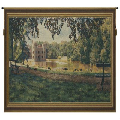 Princess Castle With Frame Border Belgian Tapestry Wall Hanging - 66 in. x 28 in. Cotton/Viscose/Polyester by Charlotte Home Furnishings