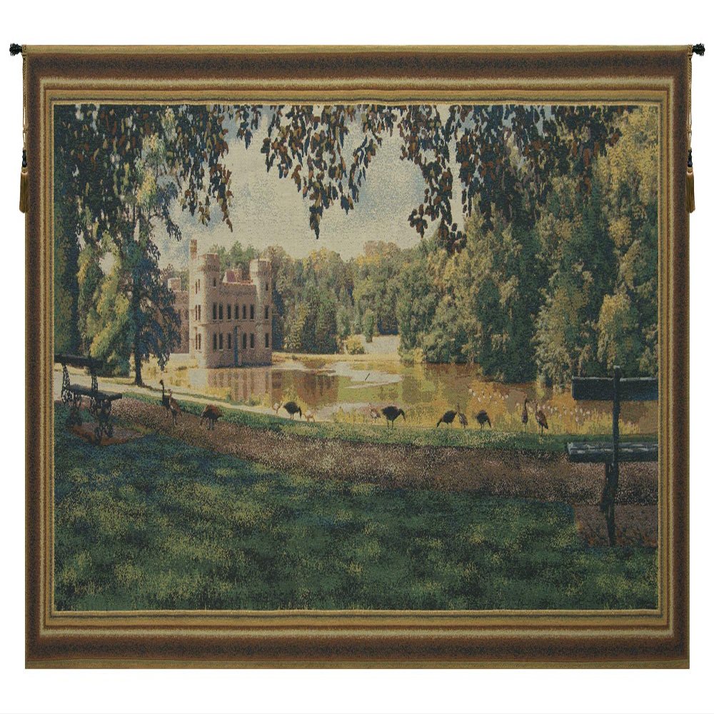 Princess Castle With Frame Border Belgian Tapestry Wall Hanging - 66 in. x 28 in. Cotton/Viscose/Polyester by Charlotte Home Furnishings