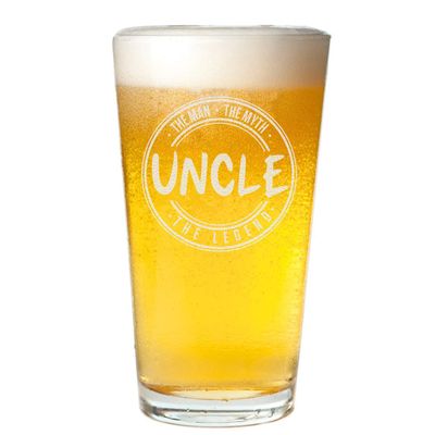 Veracco The Man The Myth Uncle The Legend Funny Birthday Gift Fathers Day For Dad Grandpa Stepdad Pint Beer Glass (Clear)