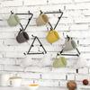 MyGift Matte Black Metal Triangular Coffee Mug Holder Wall Mount Display Rack Mug Organizer with 3 Hooks, Set of 4 view 2