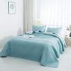 3 Piece Modern Designer Oversize Cotton Quilt Coverlet Queen Size Set - Luxury Super Soft Bedding Set with Matching Shams - Cube Geometric Design Reversible Lightweight Warmth Teal Quilt Set, Blue view 1