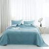 3 Piece Modern Designer Oversize Cotton Quilt Coverlet Queen Size Set - Luxury Super Soft Bedding Set with Matching Shams - Cube Geometric Design Reversible Lightweight Warmth Teal Quilt Set, Blue view 2