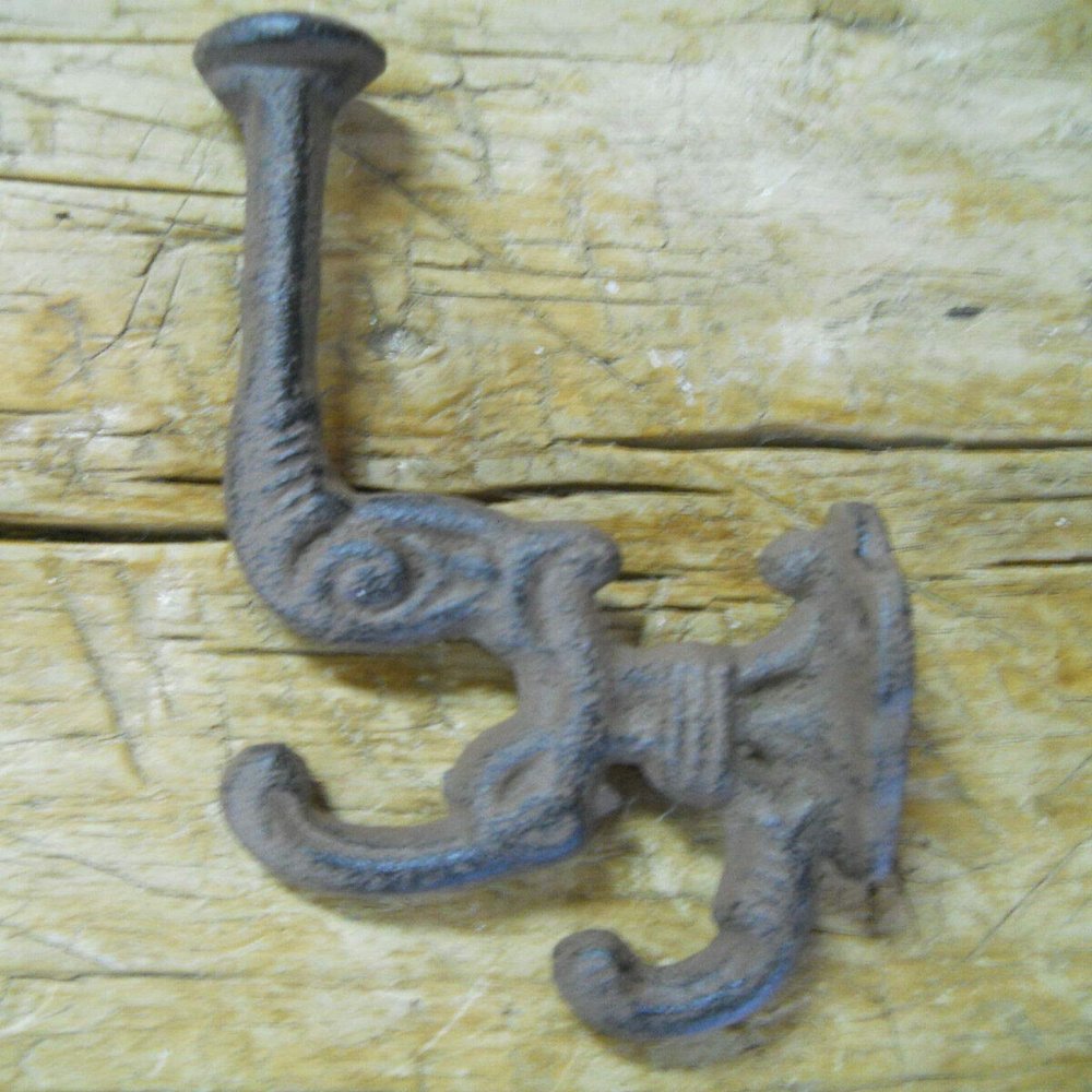 Antiques Vintage/Hooks Cast Iron/Coat Hook/Locker Rooms/Kitchens 6 Cast Iron Brown Victorian Style Coat Hooks Hat Hook Rack Hall Tree Restoration