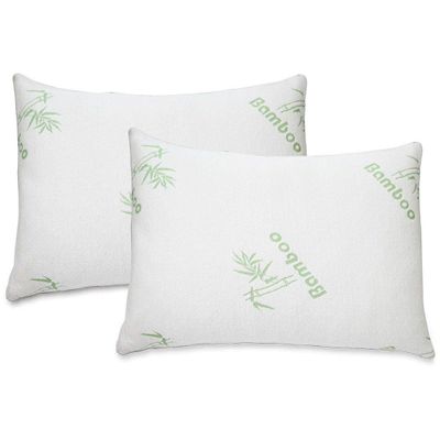 All American Collection Soft Home Bedroom Premium Hotel Quality 2pc Pillow Shredded Memory Foam for Sleeping (King, White)