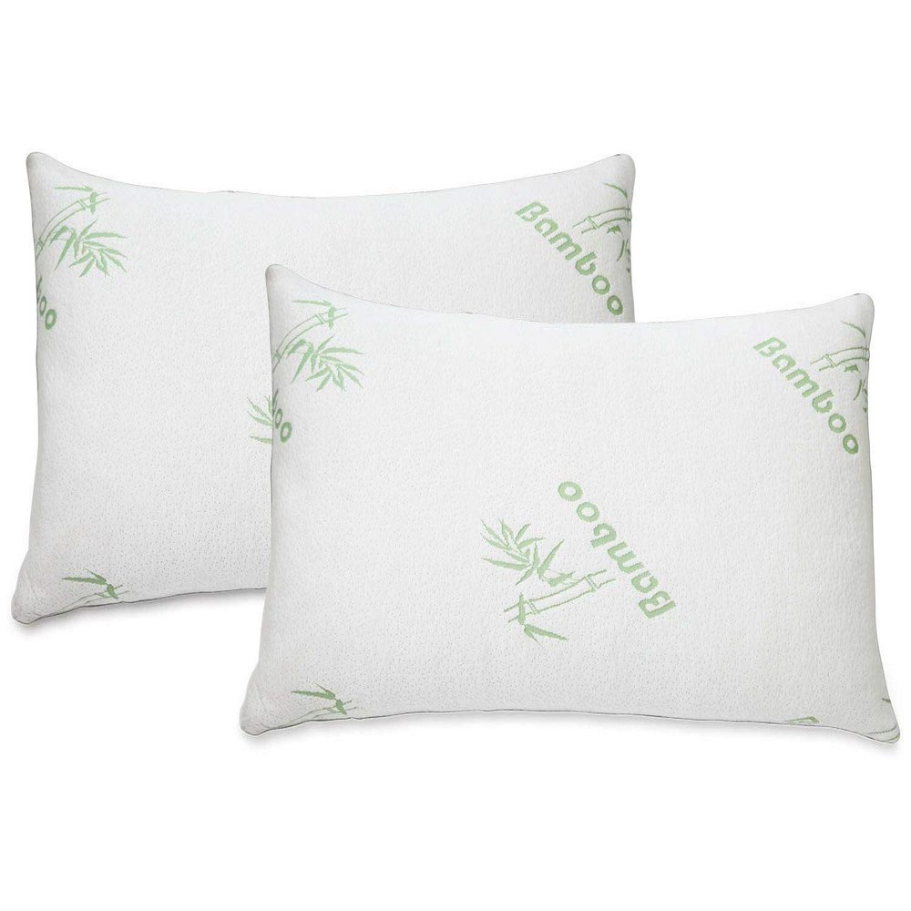 All American Collection Soft Home Bedroom Premium Hotel Quality 2pc Pillow Shredded Memory Foam for Sleeping (King, White)