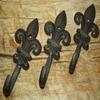 Antiques Vintage/Hooks Cast Iron/Coat Hook/Locker Rooms/Kitchens 12 Cast Iron Antique Style Rustic Fleur De Lis Coat Hooks Hat Hook Rack Towel #6 view 3