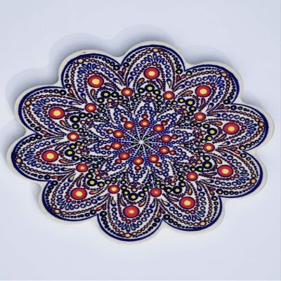 Ceramic Handmade Trivet Pot Holder with Oriental Design (ERK024)