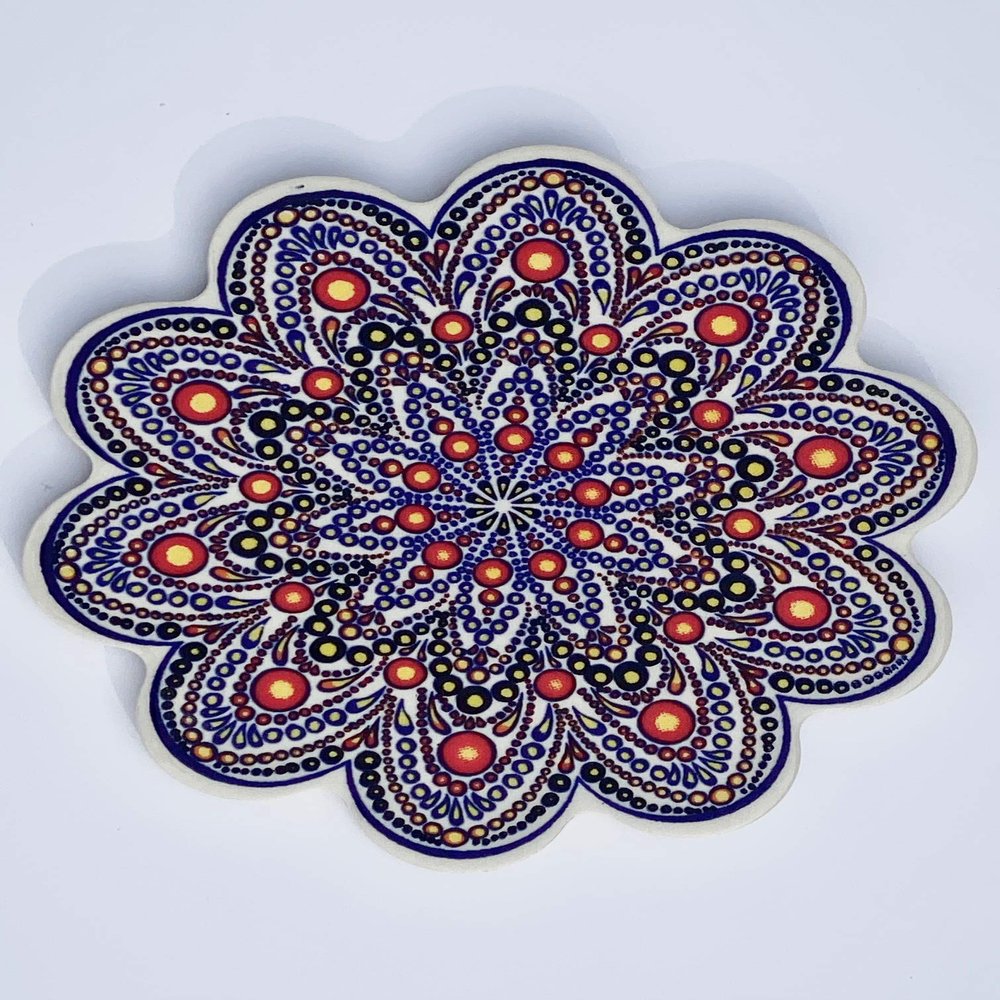 Ceramic Handmade Trivet Pot Holder with Oriental Design (ERK024)