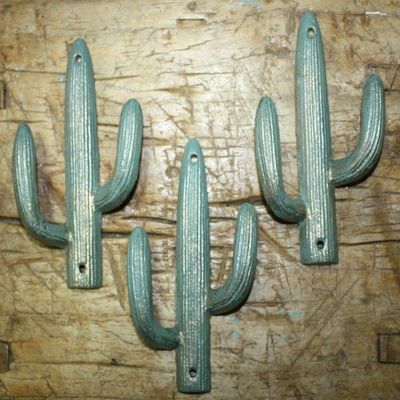 Antiques Vintage/Hooks Cast Iron/Coat Hook/Locker Rooms/Kitchens 3 Cast Iron Antique Style Cactus Coat Hooks Hat Hook Rack Towel Garden Saguaro