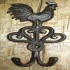 Antiques Vintage/Hooks Cast Iron/Coat Hook/Locker Rooms/Kitchens Cast Iron Antique Style Rustic Rooster Coat Hook Brown Finish Chicken Hat Rack view 1