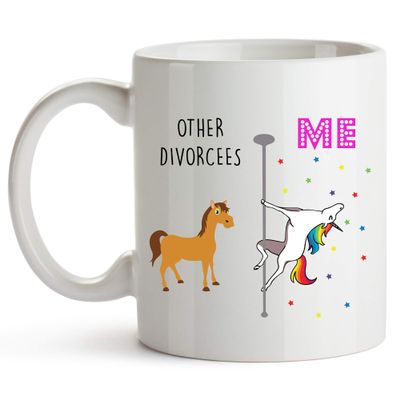 YouNique Designs Divorce Coffee Mug, 11 Ounces, Funny Divorce Coffee Cups for Women, Congrats On Your Divorce, Congratulations On Your Divorce, Recently Divorced Gifts (White)