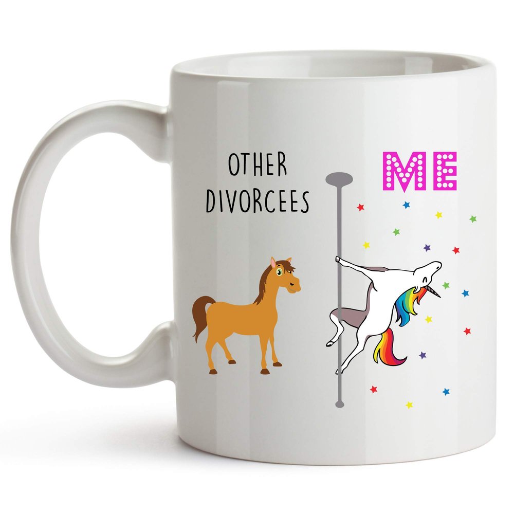 YouNique Designs Divorce Coffee Mug, 11 Ounces, Funny Divorce Coffee Cups for Women, Congrats On Your Divorce, Congratulations On Your Divorce, Recently Divorced Gifts (White)