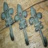 Antiques Vintage/Hooks Cast Iron/Coat Hook/Locker Rooms/Kitchens 36 Cast Iron Antique Style Rustic Fleur De Lis Coat Hooks Hat Hook Rack Towel #6 view 1