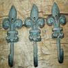 Antiques Vintage/Hooks Cast Iron/Coat Hook/Locker Rooms/Kitchens 36 Cast Iron Antique Style Rustic Fleur De Lis Coat Hooks Hat Hook Rack Towel #6 view 2
