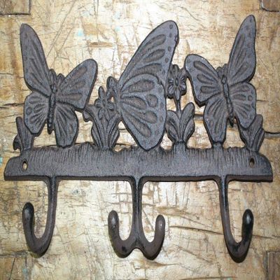 Antiques Vintage/Hooks Cast Iron/Coat Hook/Locker Rooms/Kitchens Cast Iron Victorian Style Butterfly Towel Coat Hooks Hat Hook Key Rack Rustic