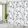 Ambesonne Leaf Shower Curtain, Branches in The Fall Trees Stem Twig Last Few Leafage Minimalistic Design Art, Cloth Fabric Bathroom Decor Set with Hooks, 69" W x 70" L, Coconut Black view 4
