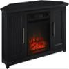 Crosley Furniture Camden Corner Fireplace TV Stand for 50+ inch TVs, Entertainment Center with Storage Shelves, Black view 1