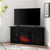 Crosley Furniture Camden Corner Fireplace TV Stand for 50+ inch TVs, Entertainment Center with Storage Shelves, Black view 2