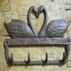 Antiques Vintage/Hooks Cast Iron/Coat Hook/Locker Rooms/Kitchens Cast Iron Victorian Style SWAN Heart Towel Coat Hooks Hat Hook Key Rack Brown view 1