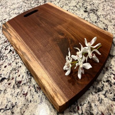 Black Walnut Gorgeous, Unique, Forest-to-Table Double Live-Edge Wood Charcuterie/Appetizer/Dessert/Grazing/Cheese/Cutting Board 20" x 14".