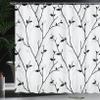 Ambesonne Leaf Shower Curtain, Branches in The Fall Trees Stem Twig Last Few Leafage Minimalistic Design Art, Cloth Fabric Bathroom Decor Set with Hooks, 69" W x 75" L, Coconut Black view 3