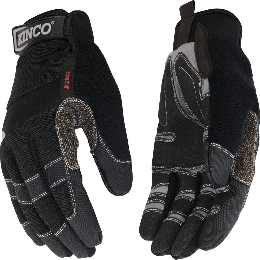 Kinco, 2041-XL, KincoPro General Synthetic Gloves with Pull-Strap - Form Fitting, Shock Absorbing, Durable, Abrasion Resistant, Breathable, Adjustable Wrist - Construction, Motorcycling - X-Large