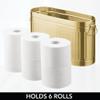 mDesign Large Steel Free Standing Toilet Paper Organizer, 6-Roll Tissue Storage Holder Container for Bathroom Floor, Fits Under Sink, Vanity, Shelf, In Cabinet, or Corner Oscar Collection - Soft Brass view 3