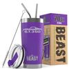 1965 1966 Shelby GT350 Mustang Beast 20 oz Stainless Steel Insulated Tumbler w/Lid, 2 Straws, Brush and Gift Box purple view 1