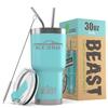 1965 1966 Shelby GT350 Mustang Beast 30 oz Stainless Steel Insulated Tumbler w/Lid, 2 Straws, Brush and Gift Box aqua view 1